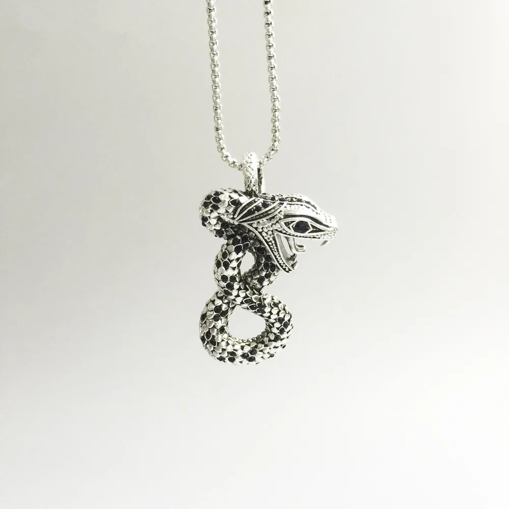 Подвески в виде змеи из серебра 925 пробы с черным цирконием подходят к цепочкам