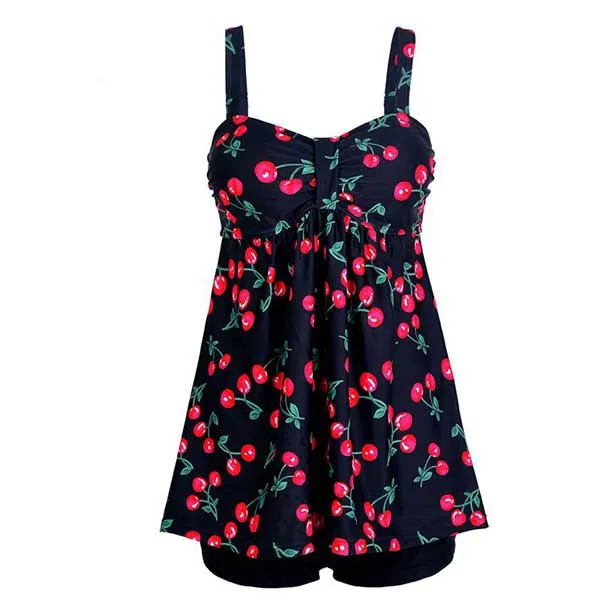 cherry swimsuit MUOLUX, сексуальный купальник в горошек размера плюс, Женский танкини, купальник с рюшами, пуш-ап, два предмета, купальник для женщин, купальник, юбка для плавания, XXXXXL - Цвет: cherry swimsuit
