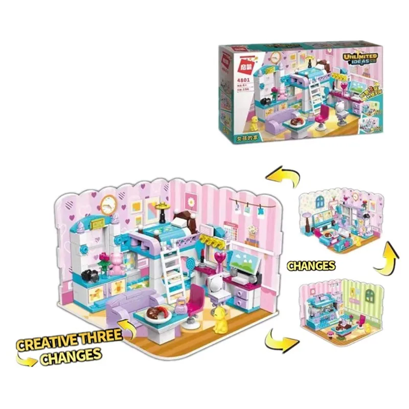 Дом для девочек Строительные кирпичи 194 шт. модель кухни гостиной сборочные блоки