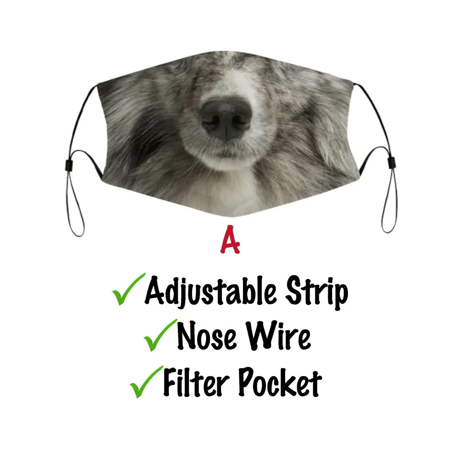 

Funny Sheltie Dog Mouth Face Mask With Filter Pocket and Nose Wire For Adult