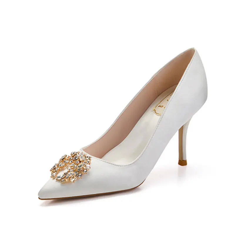 

Новые роскошные брендовые дизайнерские женские туфли Slik с кристаллами, женская обувь с острым носком на высоком каблуке, свадебные туфли