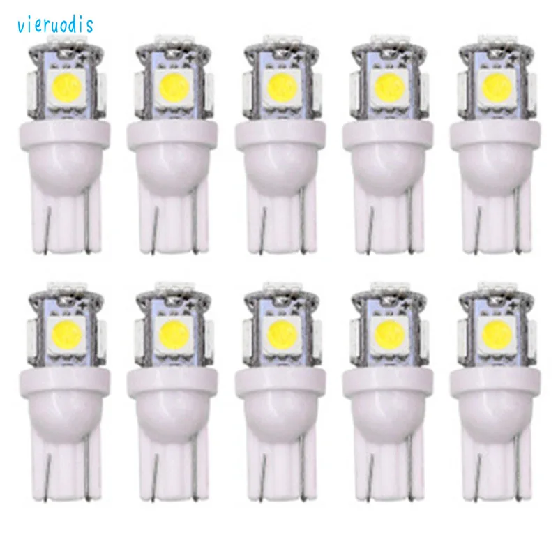 Vieruodis 10 шт. Автомобильные светодиодные T10 5SMD пять широкий свет новая лампа для