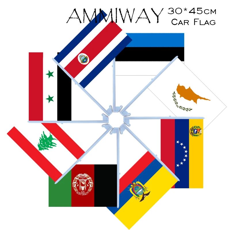 Автомобильные флаги AMMIWAY 30x45 см Эстония Кипр Венесуэла Египет Пакистан Ливан