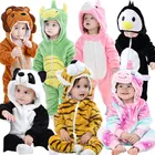 Комбинезоны для новорожденных с мультипликационным рисунком, одежда для сна в виде панды и мышки, пижамы с капюшоном, комбинезон для маленьких девочек, костюмы для малышей с вышивкой