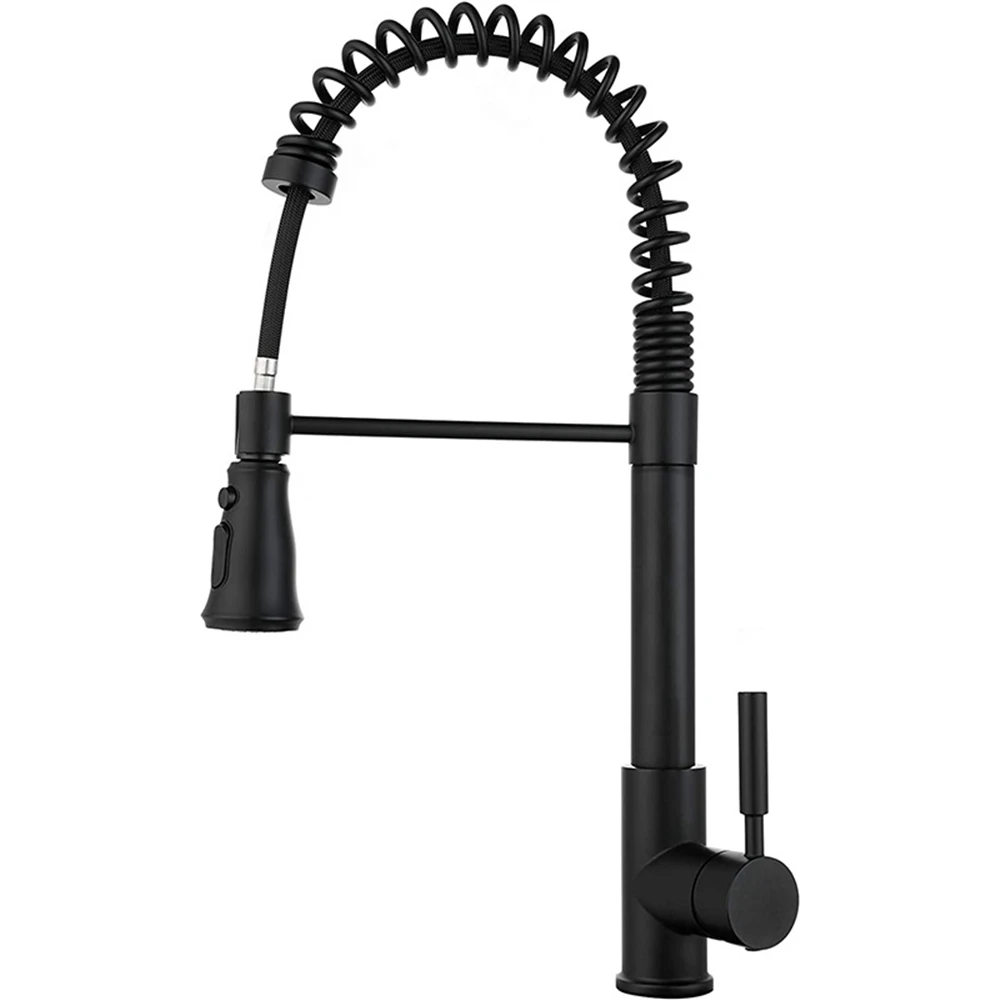 Черный кухонный кран из матового никеля выдвижной излив и смеситель для кухонной