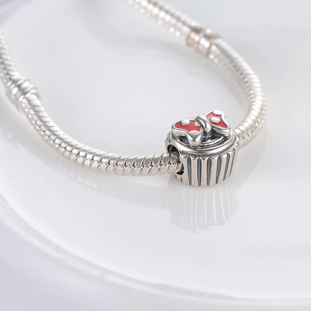 

New Arrival 100% 925 Sterling Silver Bow Cake Beads Fit Original Pandora Charms Bracelets DIY Women Jewelry for Making