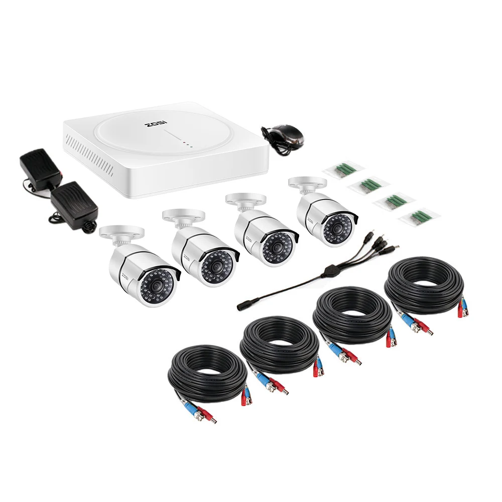 ZOSI 4CH/8CH H.265+ HD 5.0MP безопасности Камера Системы с 4x5 Мп HD на открытом воздухе/Крытый CCTV Камера комплект видеонаблюдения