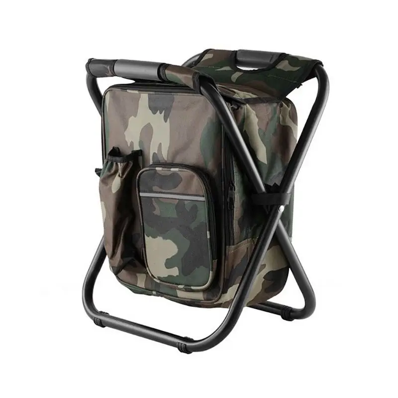 

Folding Camping Chair Stool Backpack with Cooler Insulated Picnic Bag Hiking Camouflage Seat Table Bag Camping Gear for Outdoor