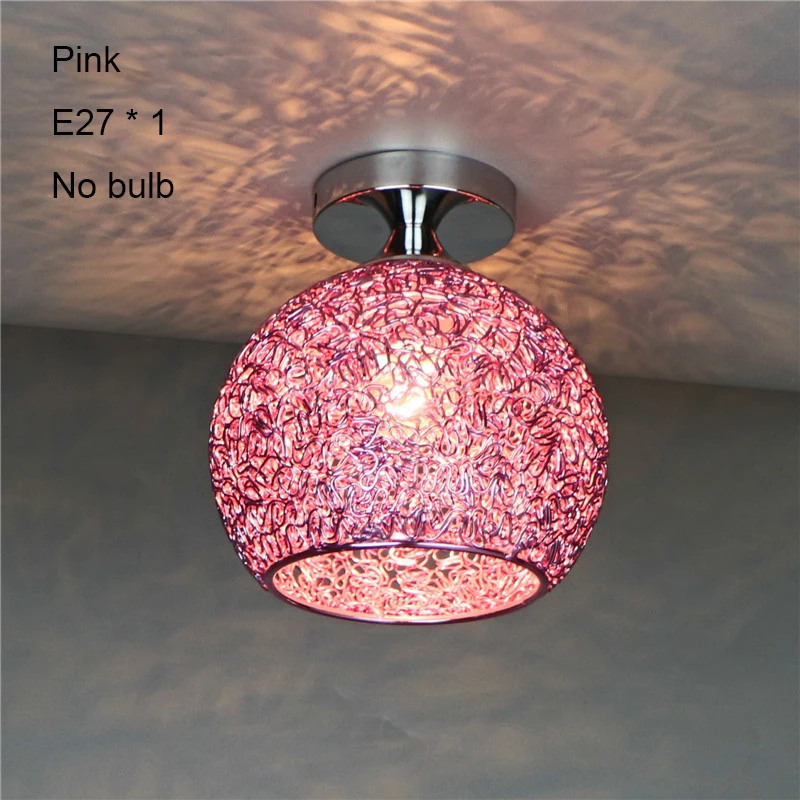 Pink no bulb Светодиодный потолочный светильник, современный потолочный светильник, промышленный плафон, светодиодный светильник, потолочный светильник для гостиной, спальни, коридора, крыльца, балкона, для дома, E27 - Цвет корпуса: Pink no bulb