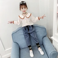 dots spring summer childrens clothes set baby girls blouse pants 2pcsset kids costume teenage girl clothing high quality