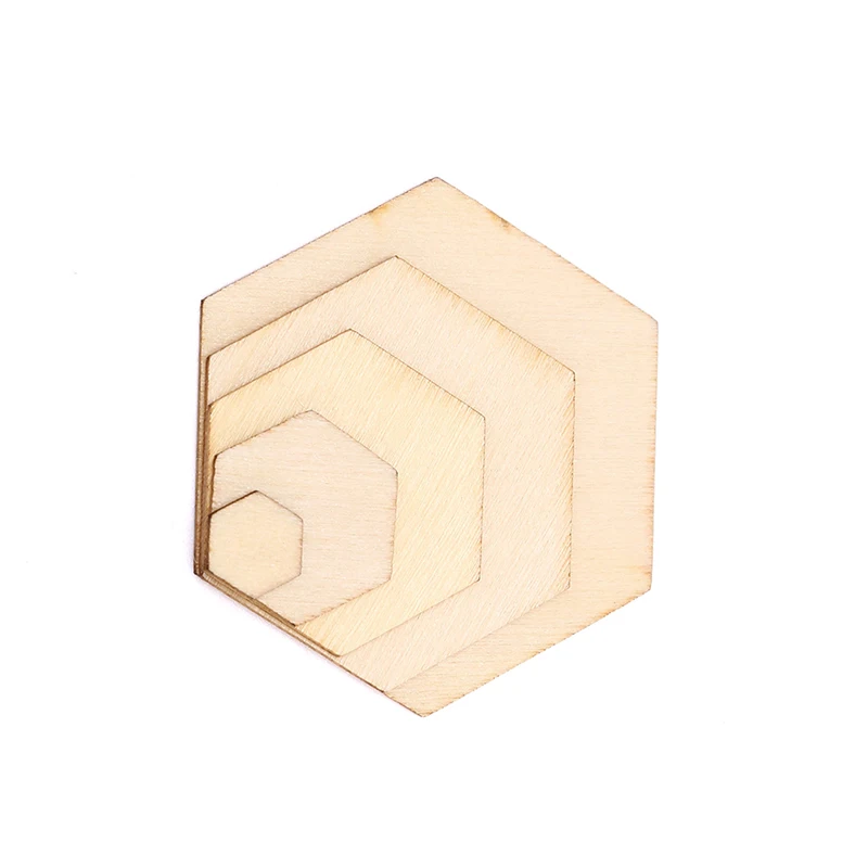 25/50pcs Beech Wooden Hexagonal Pieces Ornaments Shapes Embellishment DIY Crafts Decorations 40/50MM |