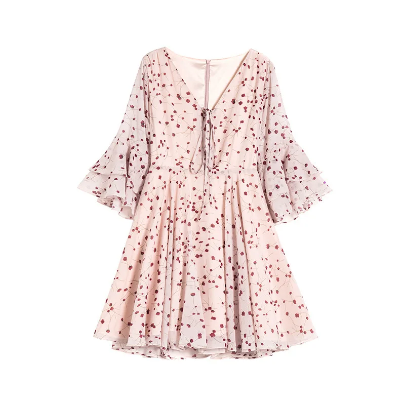 

Beach dress women's summer 2020 new leisure show thin short beach holiday super fairy lady style Floral Dress