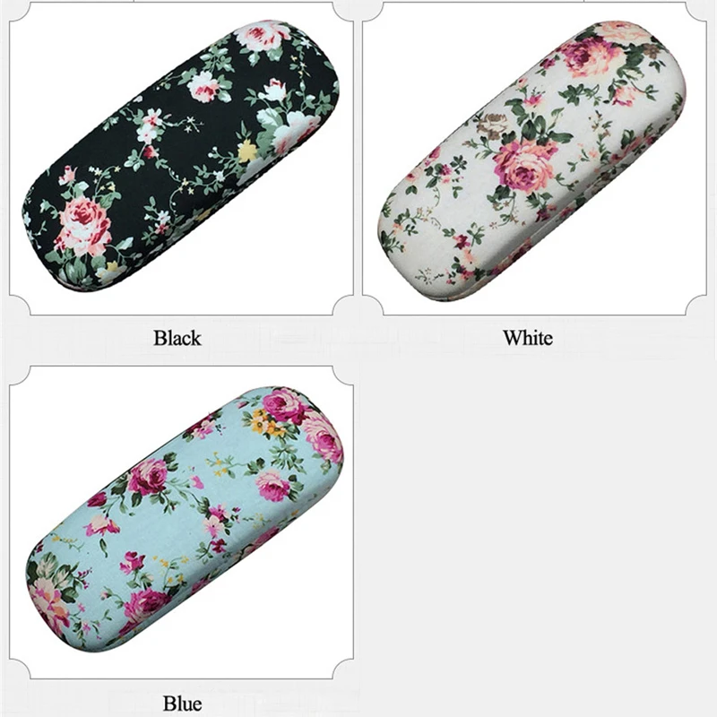 New Eyeglasses Hard Case For Glasses Women Optical Cases Floral Print Eyewear Spectacles Box Holder EyeGlass Case(White) | Аксессуары