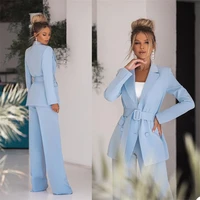 2 pieces sky blue mother of the bride pants suit women suits ladies formal wedding evening party tuxedos formal work wear