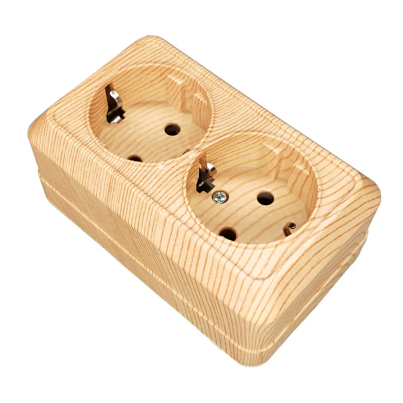 Двухкомпонентная розетка из древесины цветная Европейская настенная Schuko 250 в 16 А