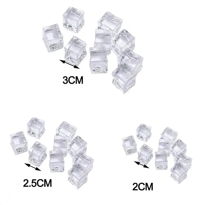 

High Quality 10Pcs* Artificial Ice Cube 20MM 25MM 30MM Sales Shape Props Acrylic Hot Square Artificial Photography E4J2