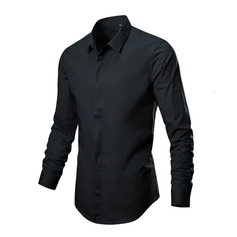 Shirt Men's Casual High Quality White Black Two Colors Fashion Business Solid Recommend Surprise Price | Мужская одежда