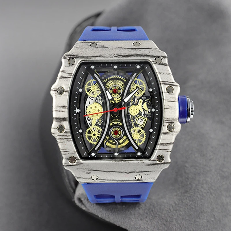 

Richard 2021 luxury men's quartz watch watches male designer hollow barrel type quartz men and women Miller wood grain watches