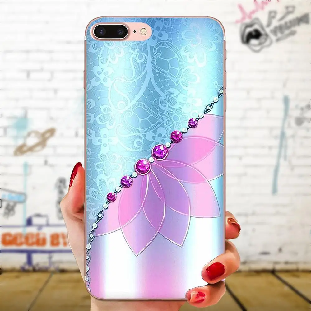 Тонкий чехол из ТПУ для мобильного цветок с кристаллами стразами htc Desire 530 626 628 630