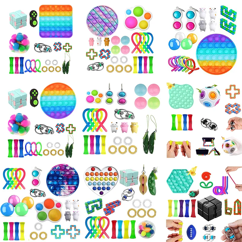 

Antistress 1set Sensory Relief Figet Toy Fidget Toys Anti Stress Set Stretchy Strings toys for Adults Children Gift Pack Squishy