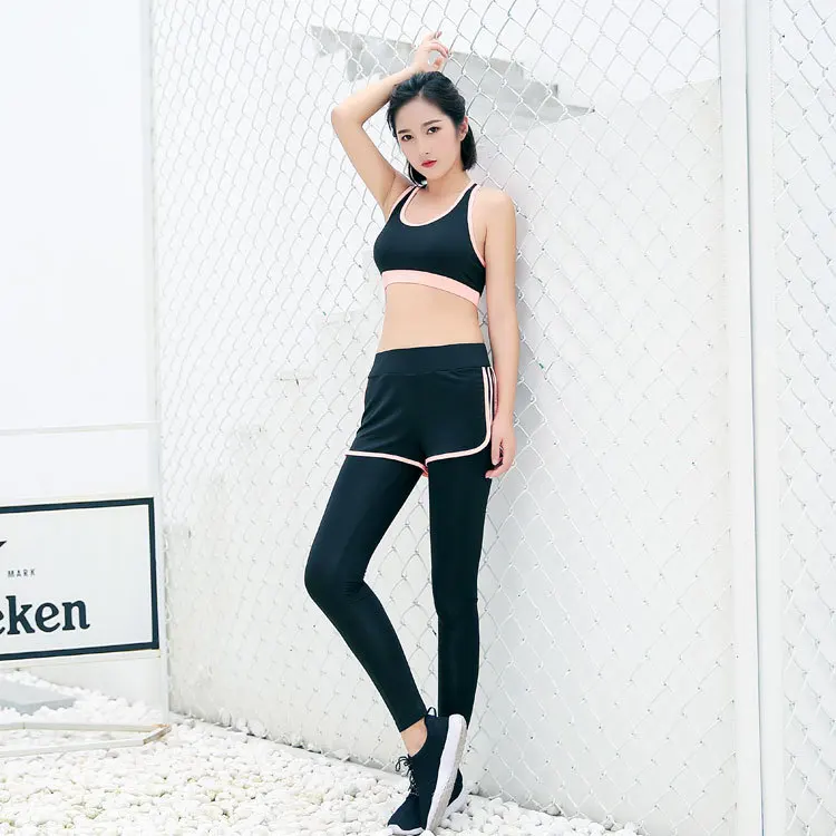 2019 Breathable Running Sets Sexy Patchwork Women Sportswear Sleeveless Halter Tight Fitness Sports Suit Womens Sport Bra Pants |