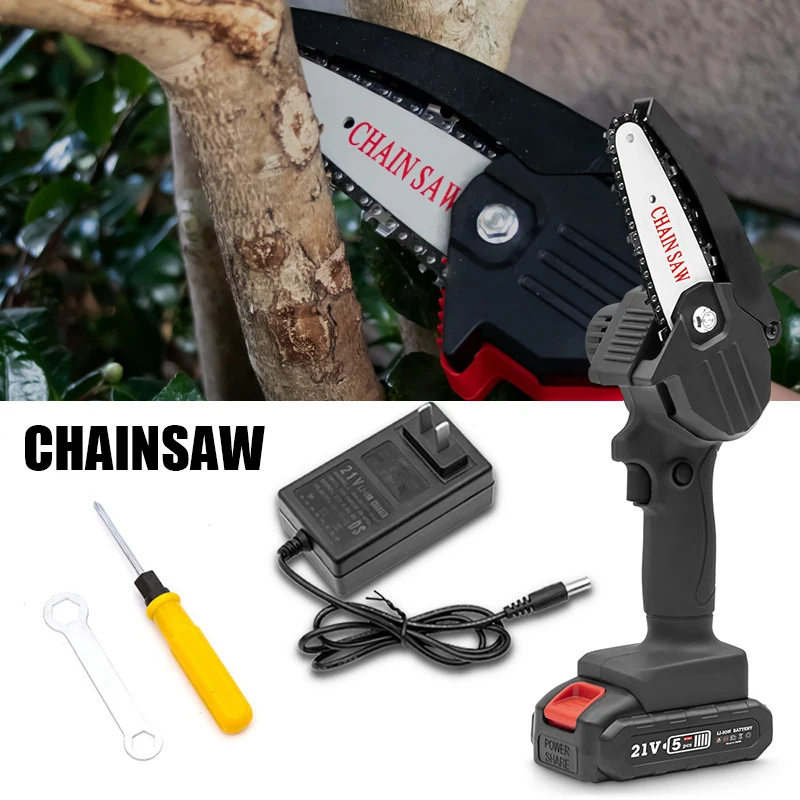 

Rechargeable Cordless Mini Electric Chain Saw Carpentry Woodworking Saw One-Hand Electric Saw Garden Logging электропила цепная