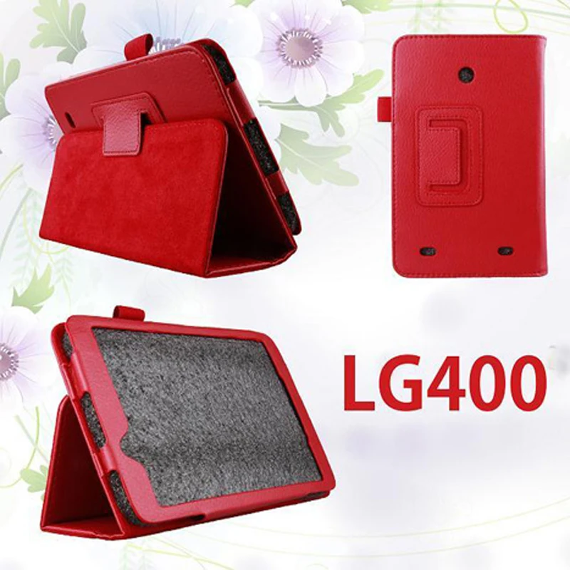 Чехол книжка из искусственной кожи с зернистой фактурой и подставкой для LG Gpad 7 V400