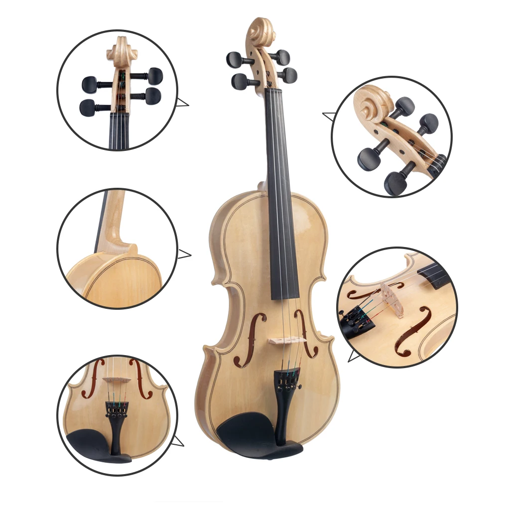 NAOMI 4/4 Acoustic Violin Set Basswood Plate Violin Kit with Case Shoulder Rest Bow Extra Bridge Strings Clean Cloth Mute enlarge
