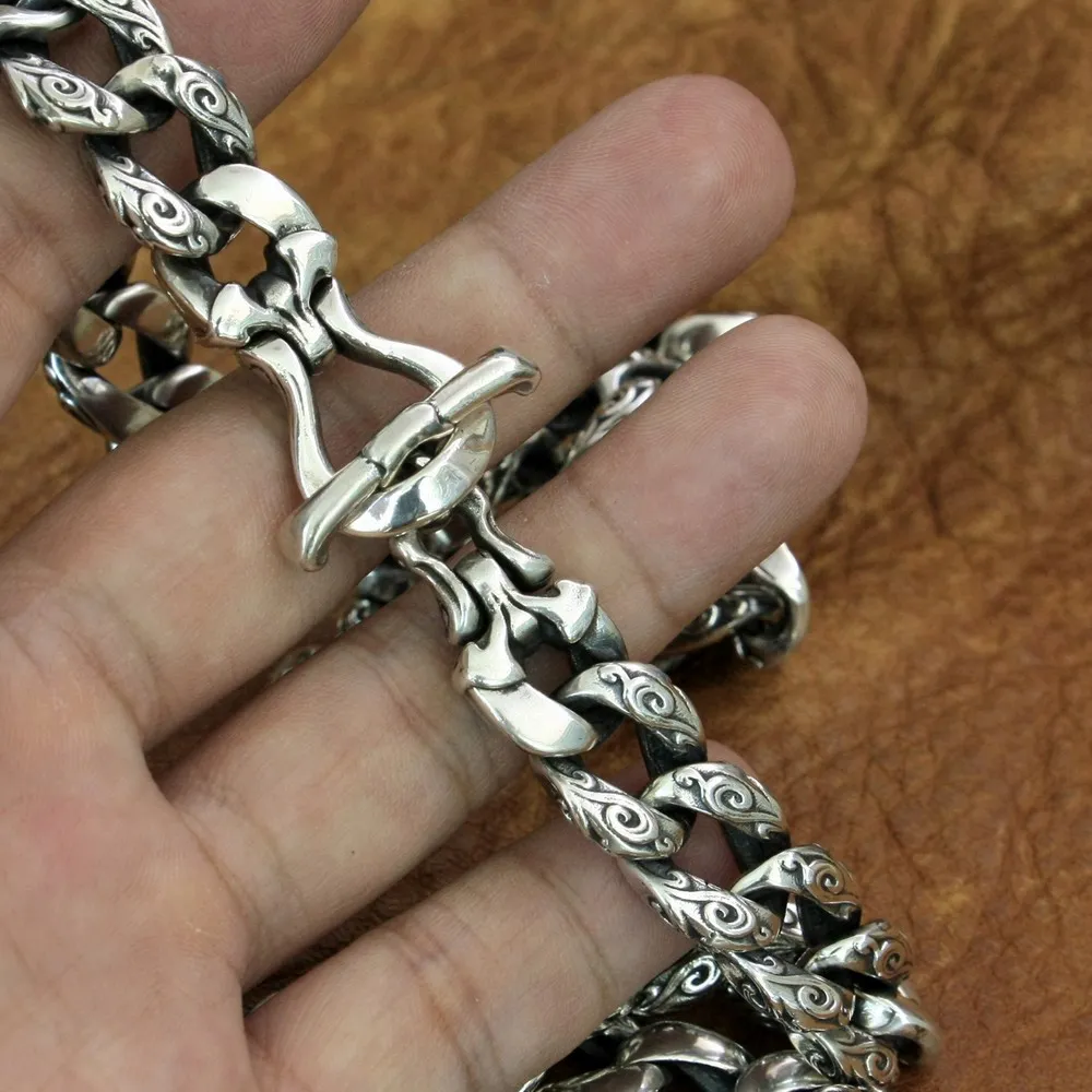 Мужская цепочка LINSION TA155 серебряное ожерелье в стиле панк для байкеров с