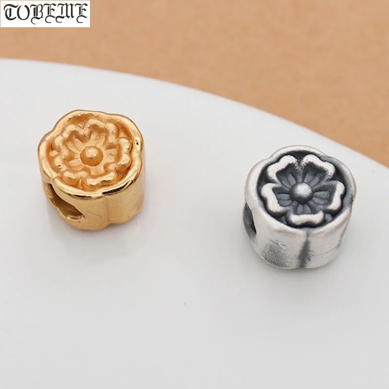 100% 3D 999 серебряные бусины в форме цветка чистое серебро с большими отверстиями для ювелирных изделий