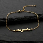 Модный трендовый женский золотистый браслет из нержавеющей стали с именем на заказ с цепочкой титановые инициальные буквы ювелирные изделия для девочек