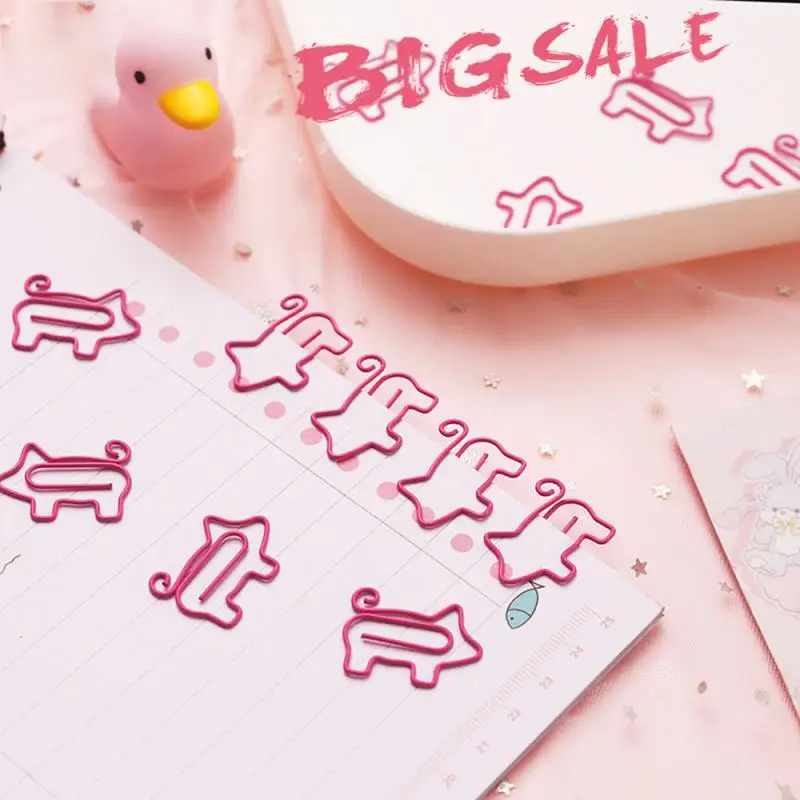 

Cute Paper Clip Creative Pig Bookmark Cartoon Roll Tail Pig Office Supplies Metal Durable Paper Clips Bookmark Clip Stationery