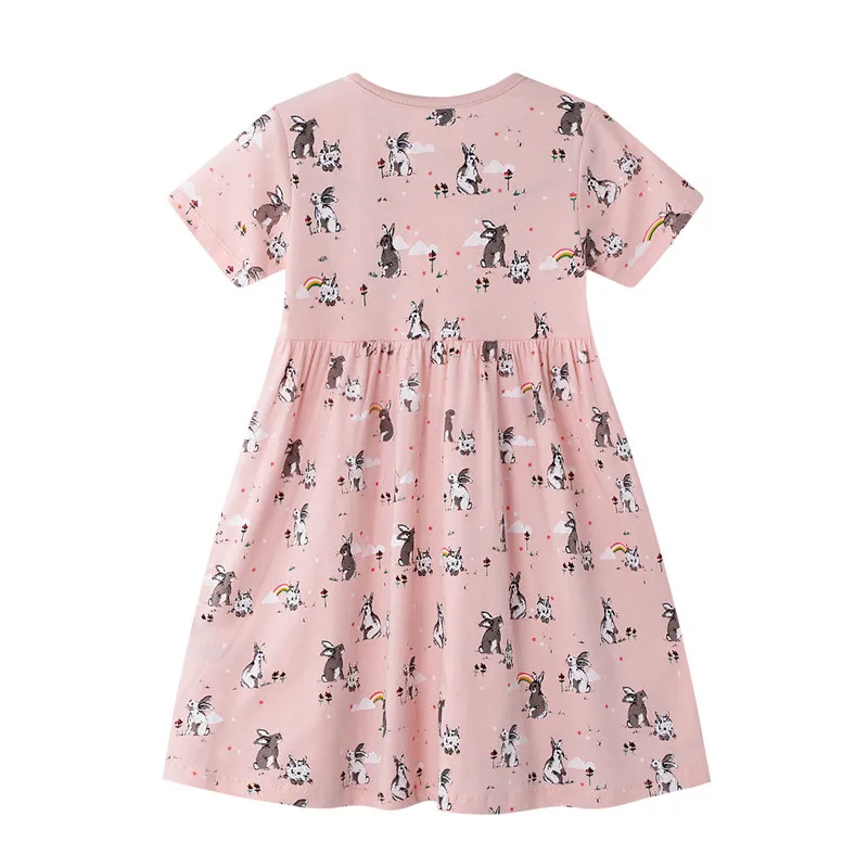 Jumping Meters Animals Summer Princess Girls Dresses Bunny Print Baby Cotton Clothes New Arrival Children Tutu Dress Hot Selling | Детская