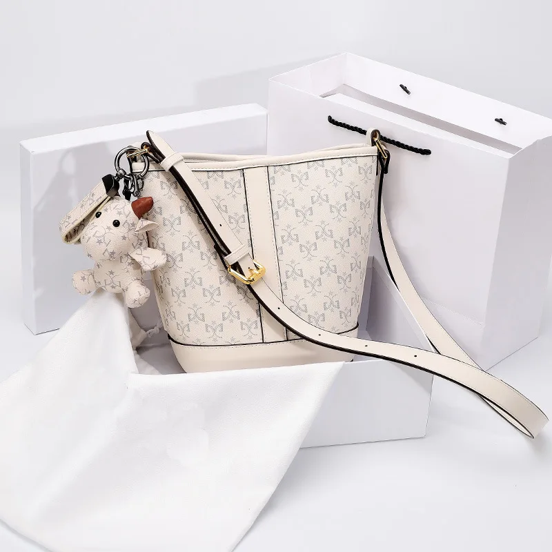 

Quality Splite Leather Printed Vintage Bucket Bags 2021 New Single Shoulder Messenger Totes Large Capacity Designer Purses Bolsa