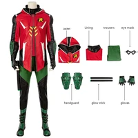 game gotham knights cosplay bat boy costume robin cool battle outfit fancy halloween masquerade clothes with boots