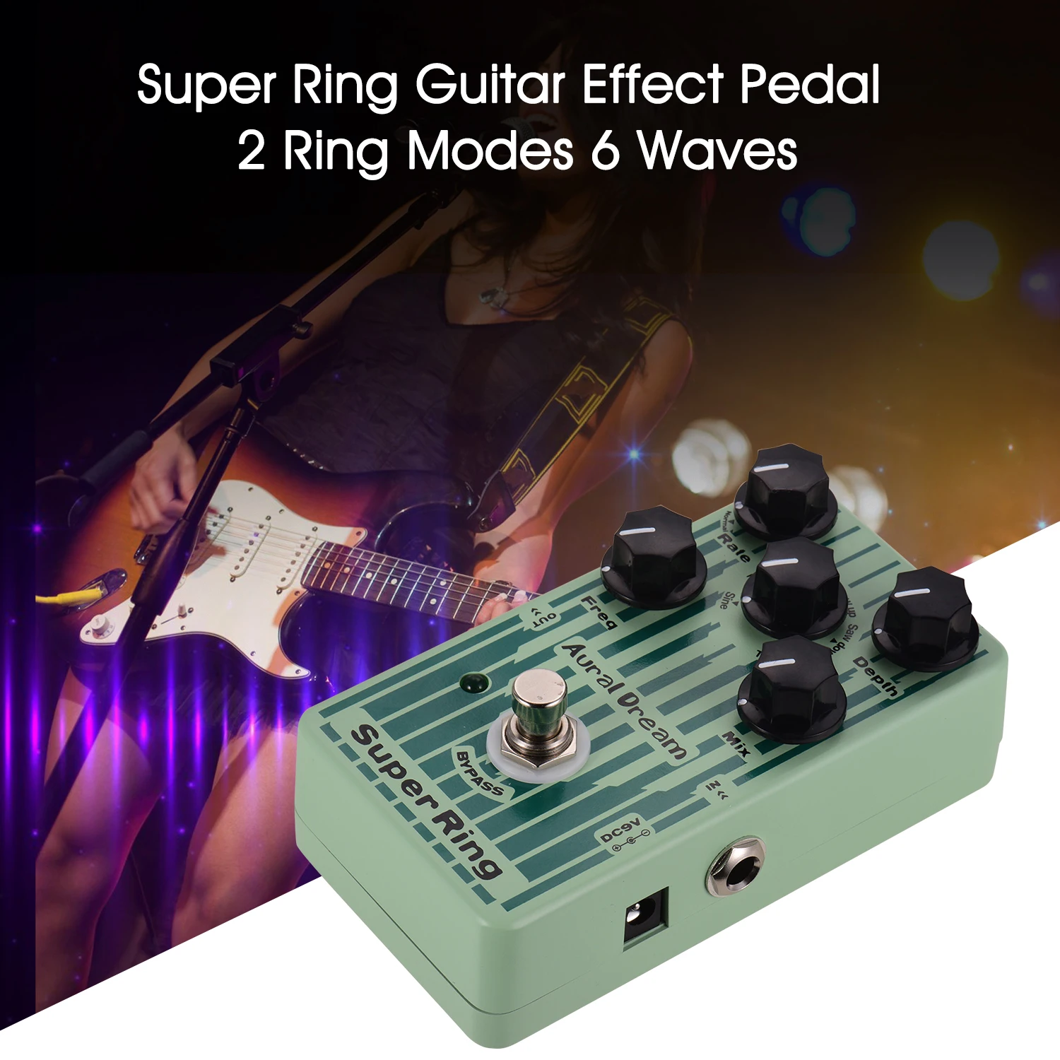 

Guitar Effect Pedal Super Ring 2 Ring Modes Aluminum Alloy Shell with True Bypass Tools