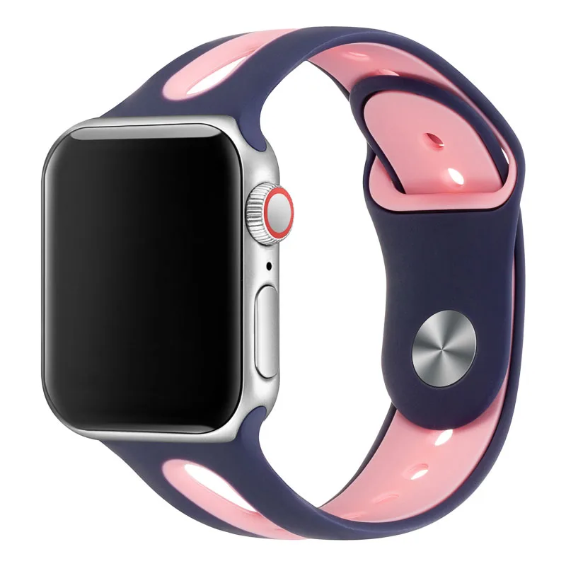 Ремешок для наручных часов для Apple Watch, ремешок 42 мм, 38 мм, Версия 44 мм 40 мм ремешок силиконовых наручных часов Iwatch, ленты для наручных часов Apple Watch, Series4/3/2/1 81003 - Цвет ремешка: 2