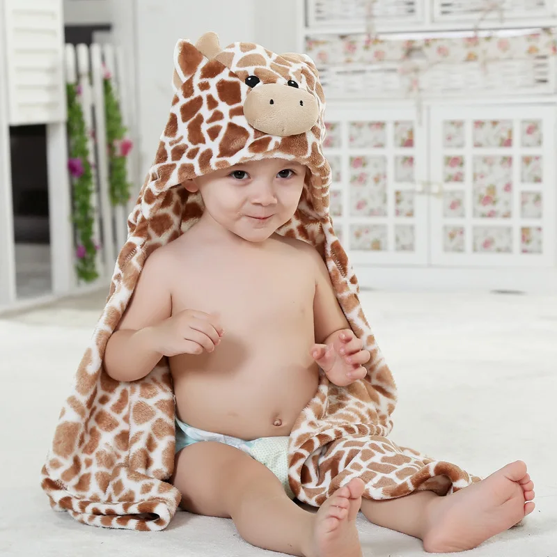 

Coffee Cow Cattle Animal Cosplay Hooded Baby Infant Girl Boy Flannel Bath Towel Wrap Bathrobe Cute Cartoon Pajama Sleepwear
