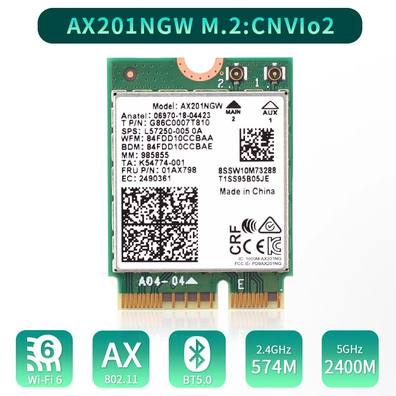 Chave e Cnvio 3000mbps sem Fio Wi-fi Intel 2 Cartão Banda Dupla Bluetooth 5.0 2.4ghz – 5ghz 802.11ac ax Ax201ngw 6 Ax201 M.2