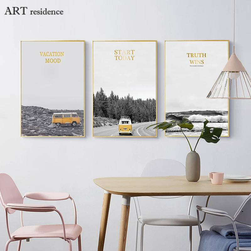 Настенная роспись в скандинавском стиле с природным пейзажем картина маслом