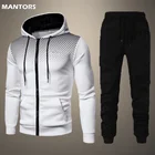 Мужской спортивный костюм из 2 предметов, повседневный свитшот на молнии и спортивные штаны, пуловер, 2022