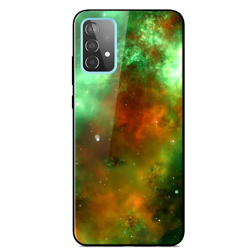 

For Samsung A52 5G Case Painted Glass Hard Phone Case For Samsung Galaxy A52 5G Soft Silicone Bumper Protective Back Cover 6.5"