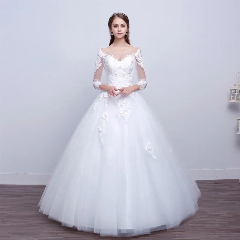 

Wedding Dress Bride 2021new Korean One Line Shoulder Strap Sleeves Flush Wedding Dress Flowers Large Size Slim Vintage