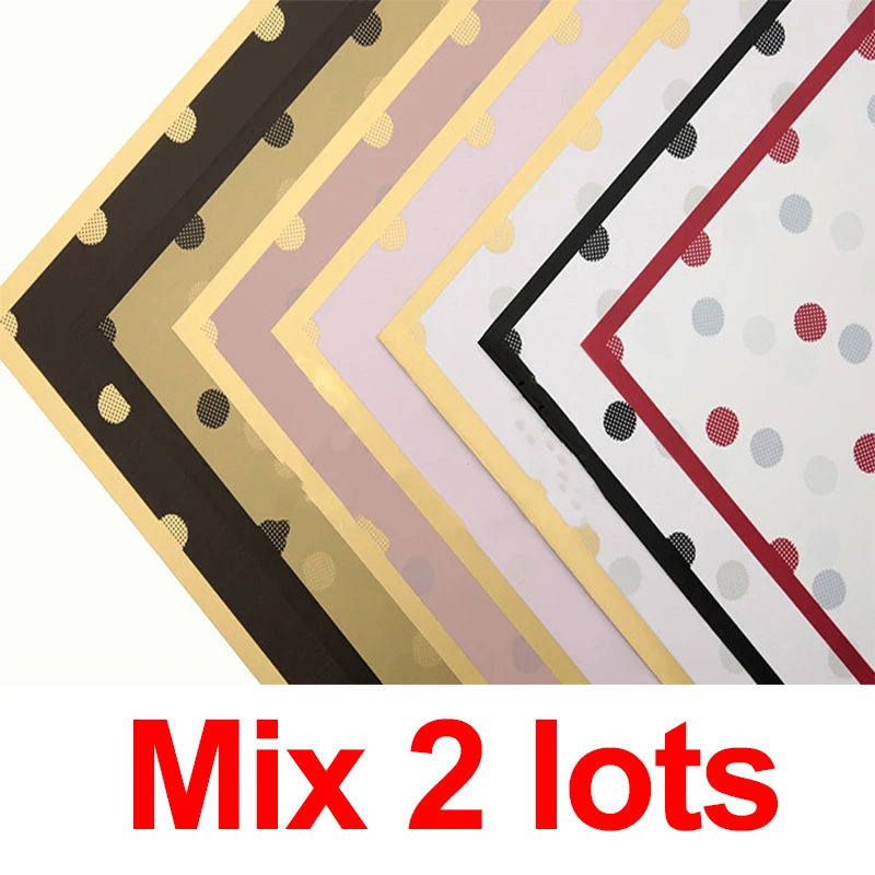 Mix 2lots 20 шт. новая упаковочная бумага для цветов в горошек, водонепроницаемая упаковочная бумага в виде роз, упаковочная бумага в горошек, цветочные упаковочные материалы - Цвет: Mix 2lots