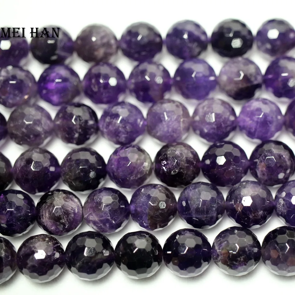 Meihan натуральный 12 мм круглый гранёный аметист кварц свободные каменные бусины для самостоятельного изготовления ювелирных изделий дизайн