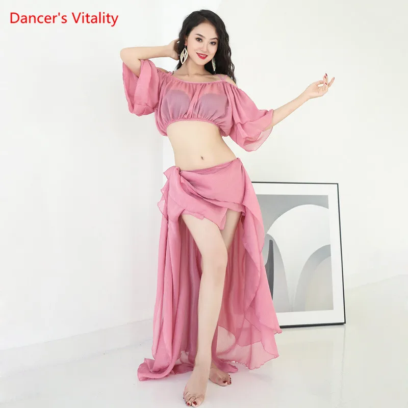 Belly Dance New Female Adult Elegant Top Big Swing Skirt Practice Clothes Suit Oriental Dancing Shirt Performance Clothing