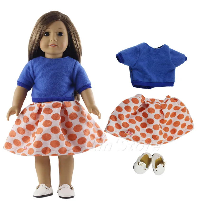 

3in1 Set Doll Clothes Outfit +white shoes for 18" inch American Doll
