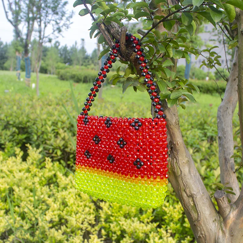 Женская сумка с бусинами ручной работы новая плетеная Сумка летняя мини