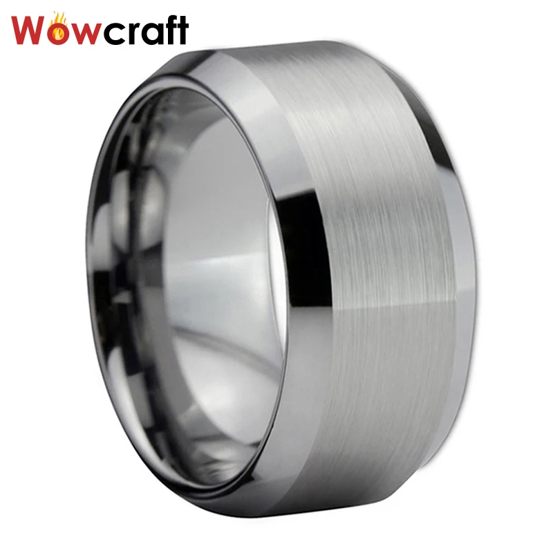 

10mm 12mm Big Wide Tungsten Carbide rings Classic for Men with Top Brushed Finish Comfort fit Wedding Bands Engagement ring