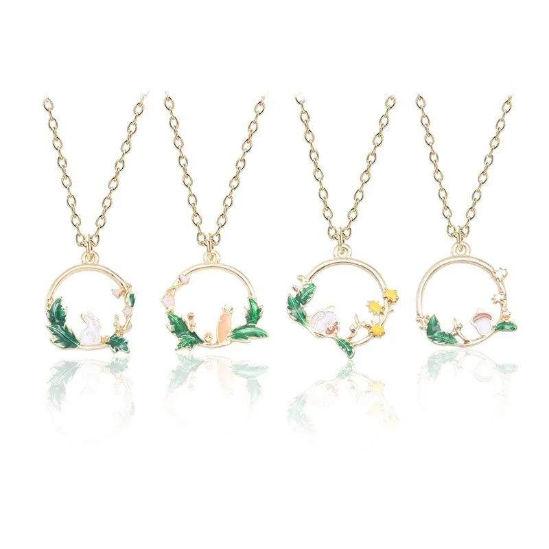 Простое женское ожерелье в богемном стиле круглый полый кулон виде животного